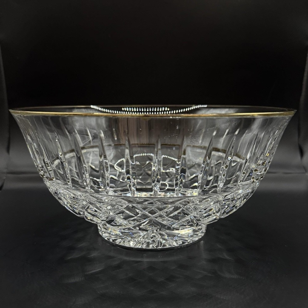 VTG Samobor Illusions 24% Lead Crystal‎ Bowl - Gold Rim - Hand Cut Croatia